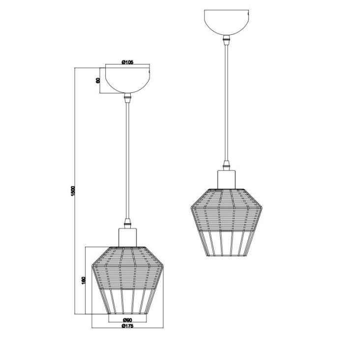 Rattanowa lampa wisząca brązowa, Mirne