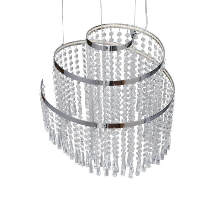 Chromowany żyrandol design, Sjon, 30W, regulowana ciepła do zimnej bieli LED, ściemniana w 3 krokach