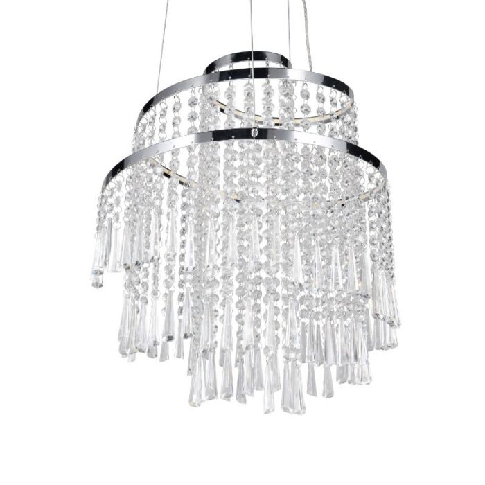Chromowany żyrandol design, Sjon, 30W, regulowana ciepła do zimnej bieli LED, ściemniana w 3 krokach