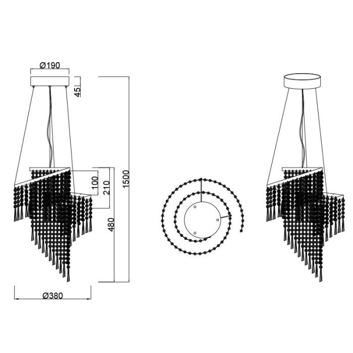 Chromowany żyrandol design, Sjon, 30W, regulowana ciepła do zimnej bieli LED, ściemniana w 3 krokach