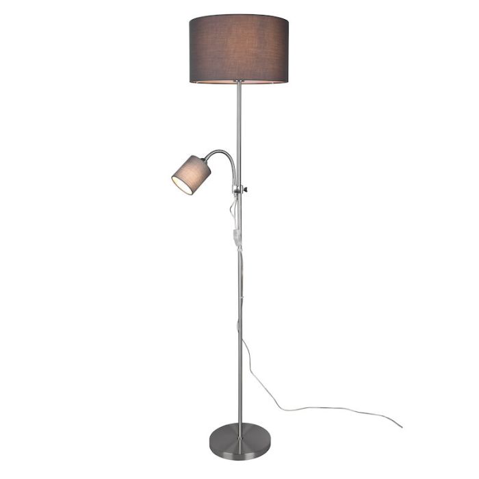 Niklowa lampa do czytania stojąca nowoczesna, Edina, z przełącznik