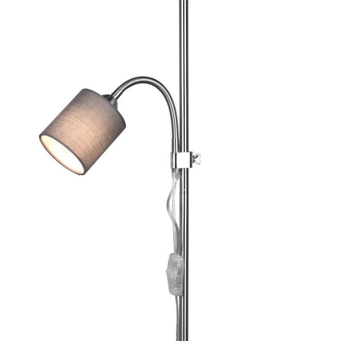 Niklowa lampa do czytania stojąca nowoczesna, Edina, z przełącznik