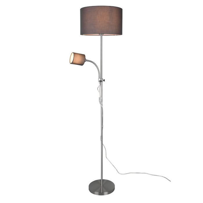 Niklowa lampa do czytania stojąca nowoczesna, Edina, z przełącznik