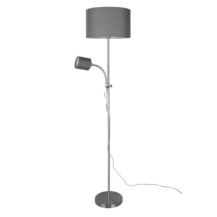 Niklowa lampa do czytania stojąca nowoczesna, Edina, z przełącznik