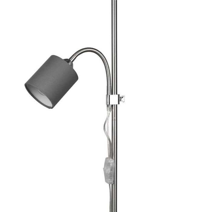 Niklowa lampa do czytania stojąca nowoczesna, Edina, z przełącznik