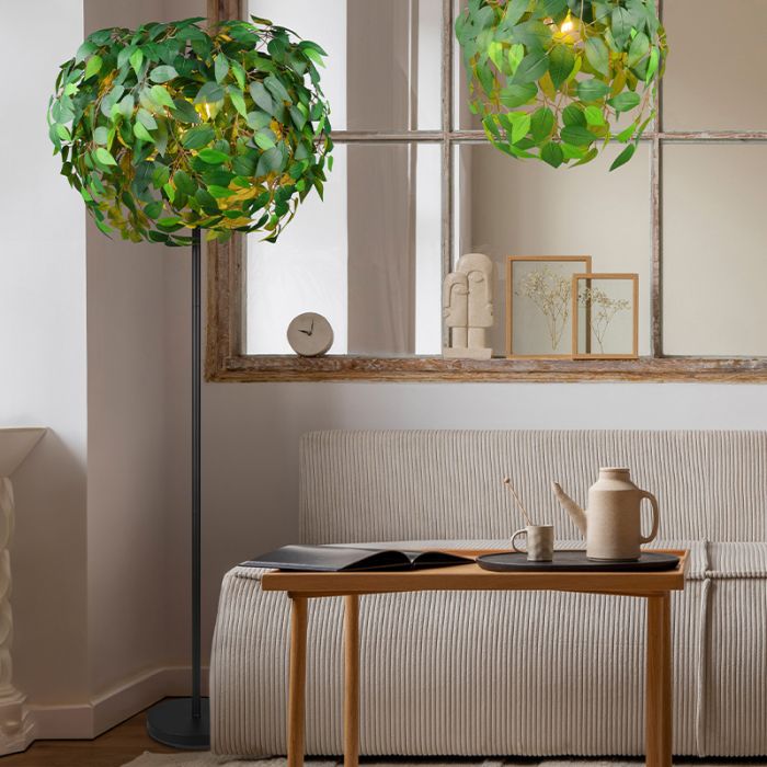 Zielona lampa stojąca design, Urwa, z przełącznik