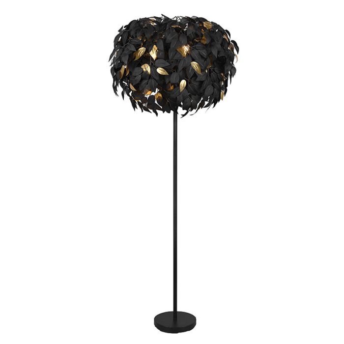Czarna lampa stojąca retro, Urwa, z przełącznik