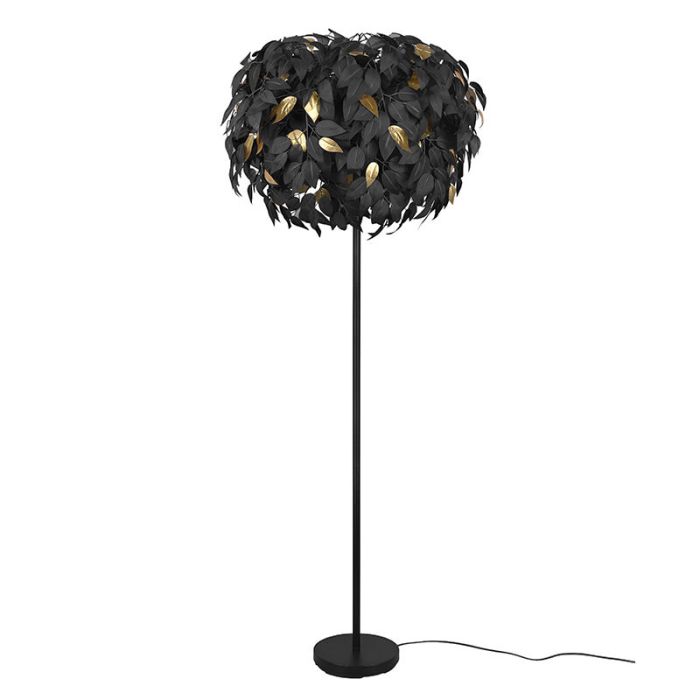 Czarna lampa stojąca retro, Urwa, z przełącznik