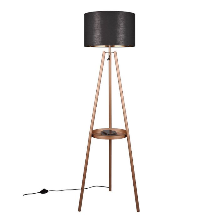 Brązowa lampa stojąca trójnożna nowoczesna, Wendel, z przełącznik