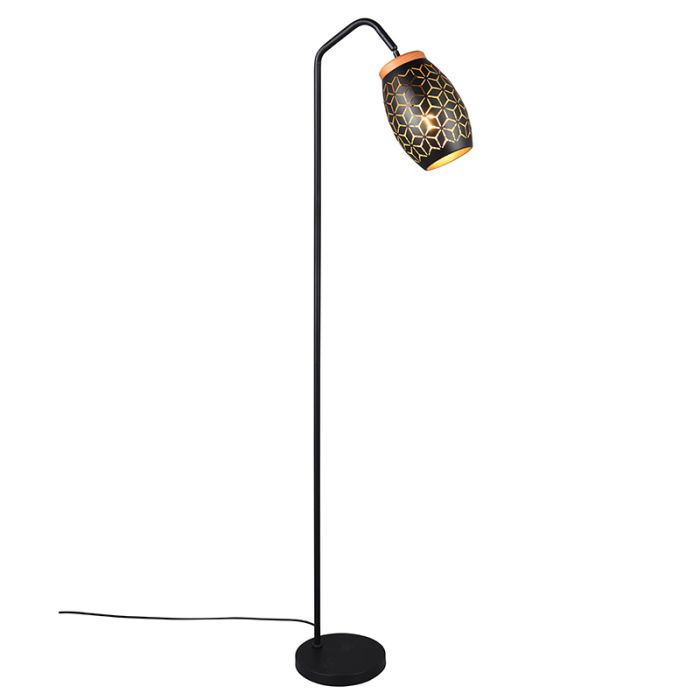 Czarna lampa stojąca nowoczesna, Delana, z przełącznik