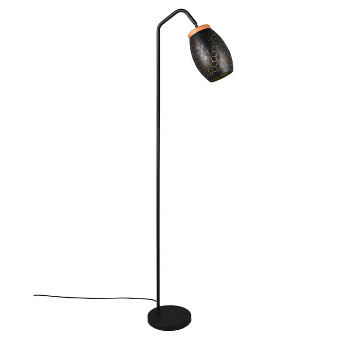 Czarna lampa stojąca nowoczesna, Delana, z przełącznik