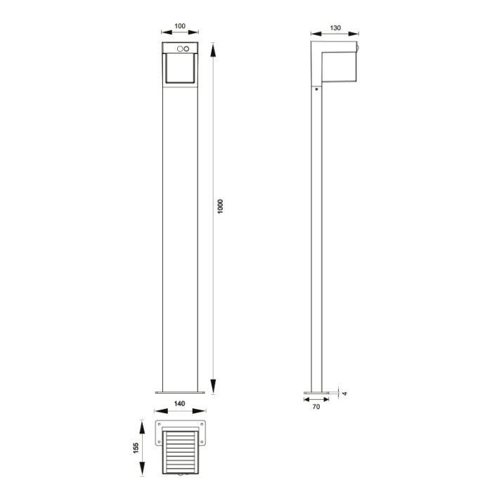 Czarna lampa podłogowa zewnętrzna solarna nowoczesna, Kadija, 5,5W, 4000K LED, IP44