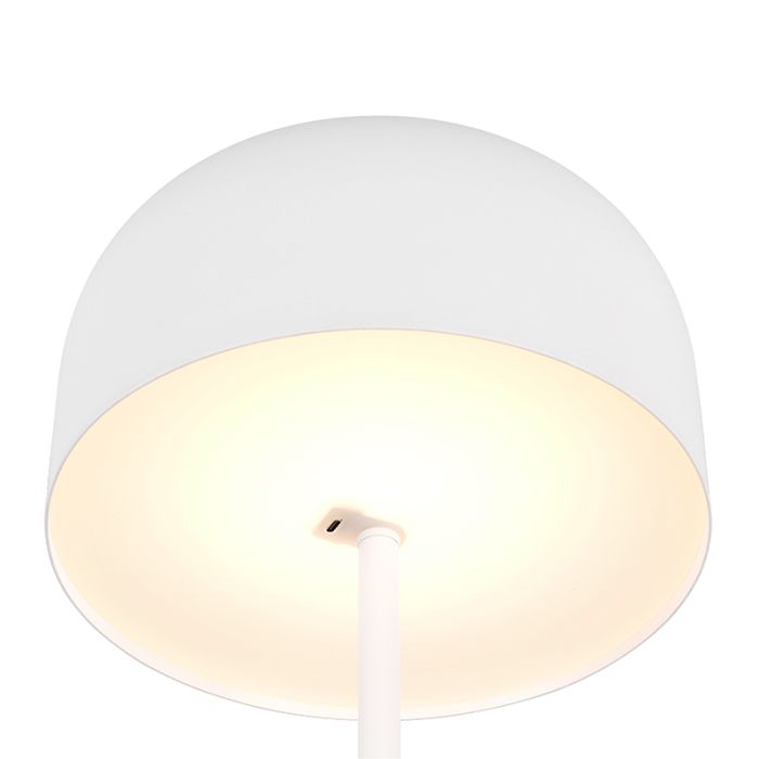 Biała lampa stojąca akumulatorowa nowoczesna, Dustin, 2,5W, 3000K LED, ściemniana w 3 krokach