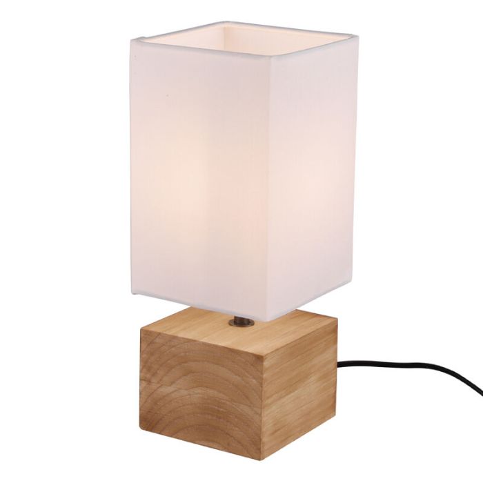 Drewniana lampa stołowa brązowa, Job, z przełącznik