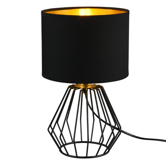 Czarna lampa stołowa nowoczesna, Kjell, z przełącznik