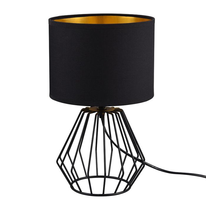 Czarna lampa stołowa nowoczesna, Kjell, z przełącznik