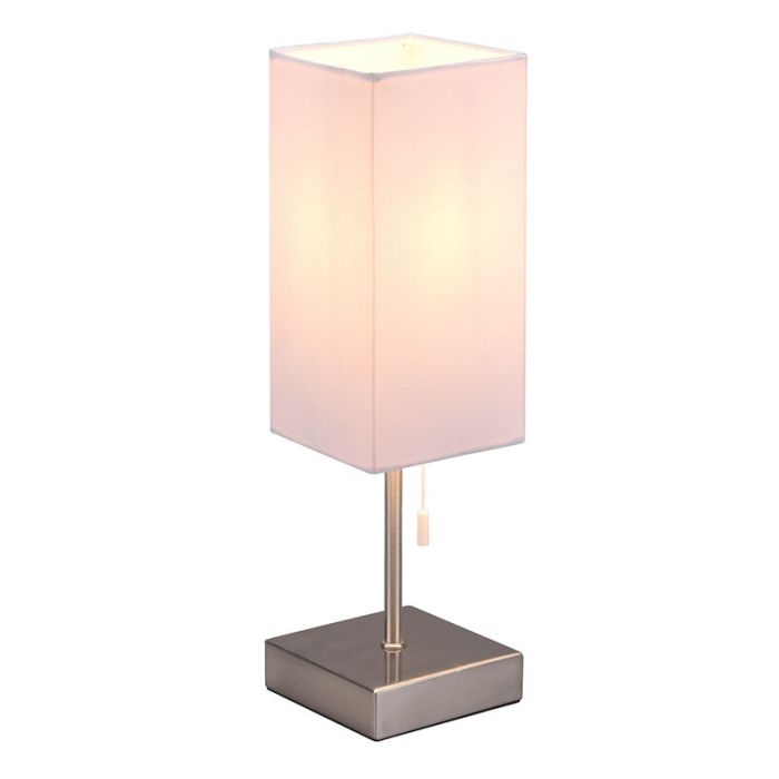 Niklowa lampa stołowa nowoczesna, Selma, z przełącznik pociągowy