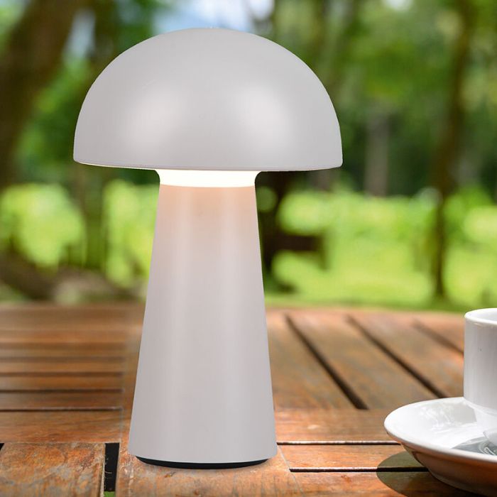 Szara lampa stołowa ogrodowa nowoczesna, Rachelle, 2W, 3000K LED, IP44, ściemniana w 3 krokach