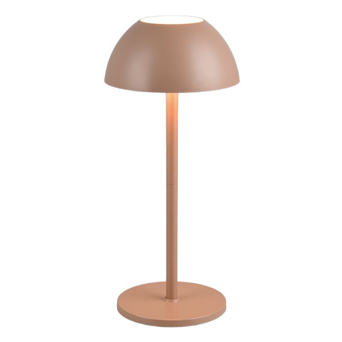 Brązowa akumulatorowa lampa stołowa zewnętrzna nowoczesna, Rakesh, 1,7W, 3000K LED, IP54, ściemniana w 3 krokach