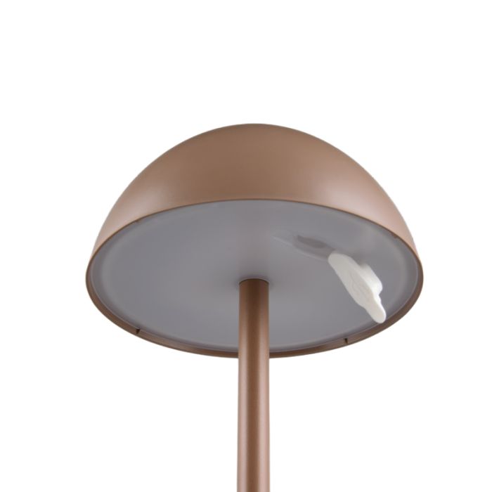 Brązowa akumulatorowa lampa stołowa zewnętrzna nowoczesna, Rakesh, 1,7W, 3000K LED, IP54, ściemniana w 3 krokach