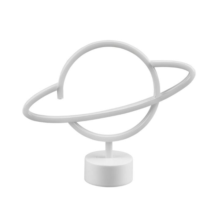 Biała lampa stołowa dla dzieci plastikowa, Planet, 2W, 3000K LED, z przełącznik
