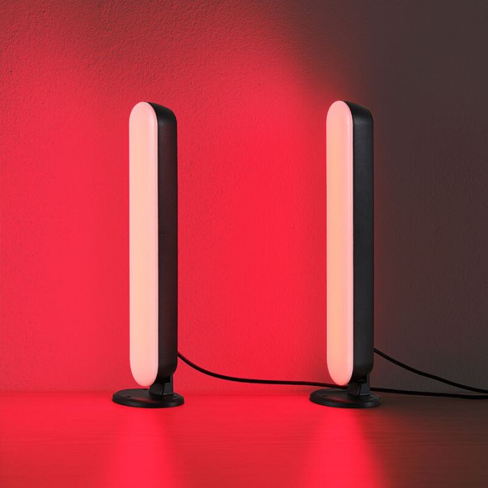 2 czarne lampy stołowe nowoczesne, Umit, 3W, RGB LED, z pilot