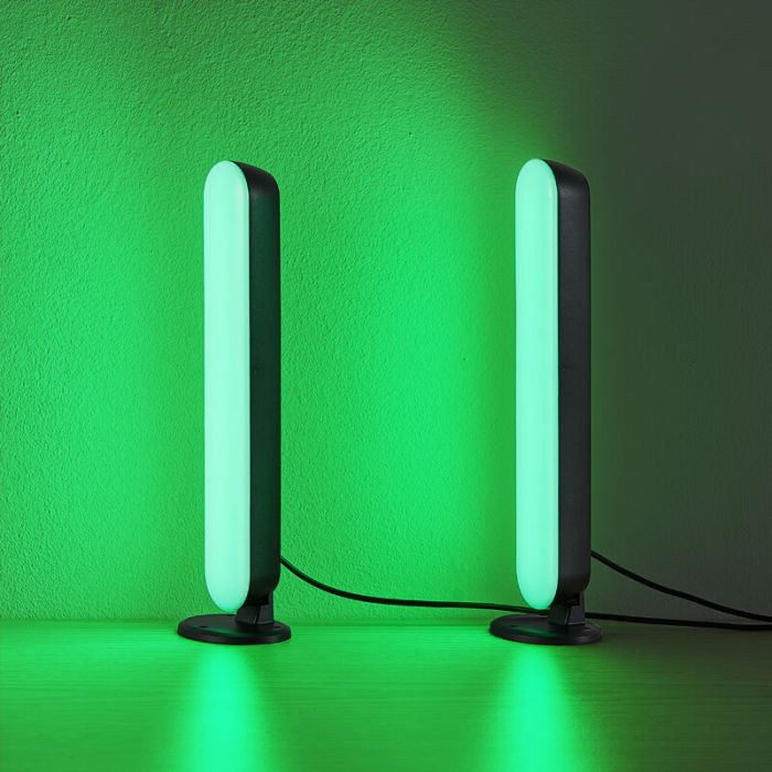2 czarne lampy stołowe nowoczesne, Umit, 3W, RGB LED, z pilot