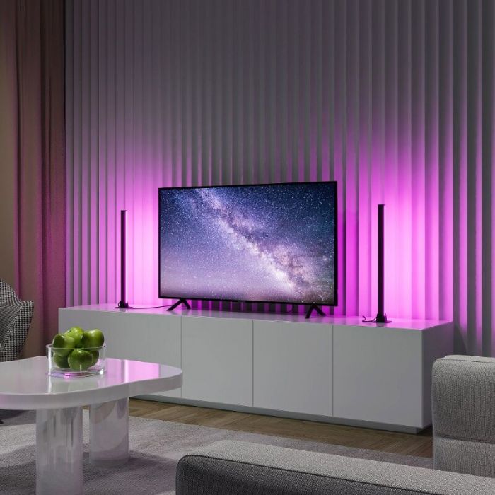 Czarna lampa stołowa nowoczesna, Wissal, 5W, RGB LED, z pilot