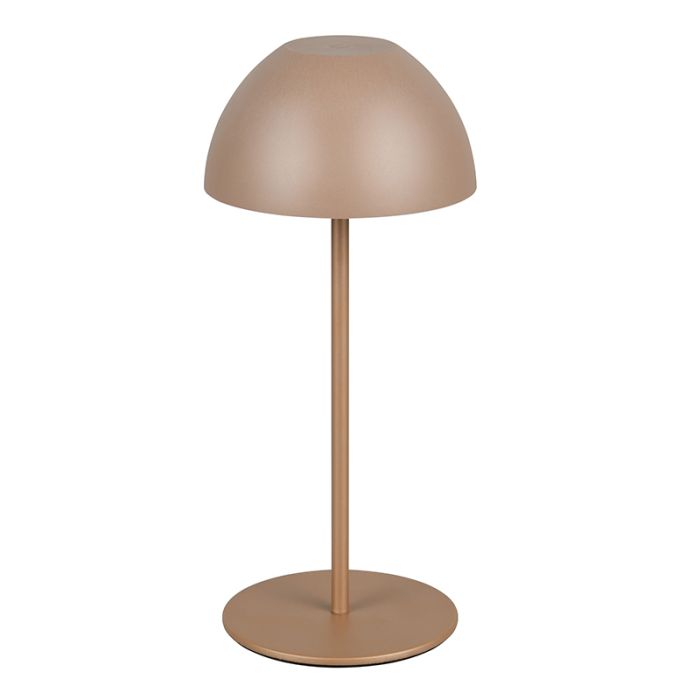 Brązowa lampa stołowa akumulatorowa plastikowa, Mikhail, 2W, 3000K LED, IP44, z dotykowy ściemniacz