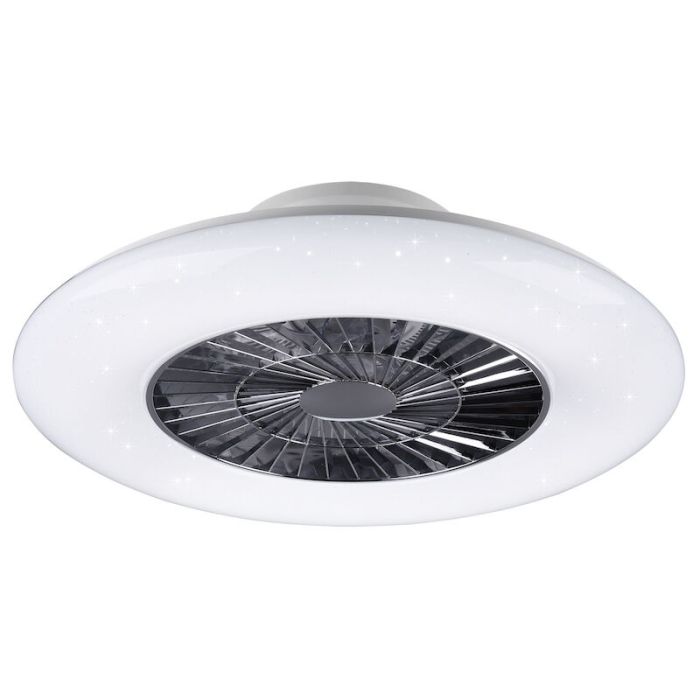 Chromowany wentylator sufitowy nowoczesny, Damia, 40W, regulowana ciepła do zimnej bieli LED, z pilot