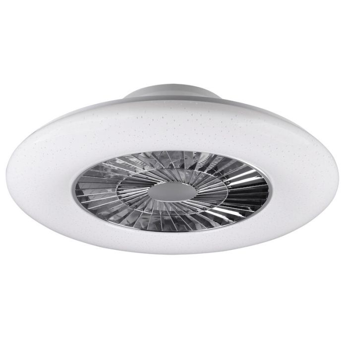 Chromowany wentylator sufitowy nowoczesny, Damia, 40W, regulowana ciepła do zimnej bieli LED, z pilot