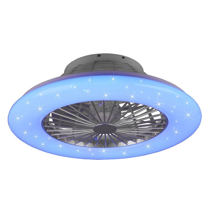 Szary wentylator sufitowy nowoczesny, Damyan, 30W, RGBW LED, z pilot