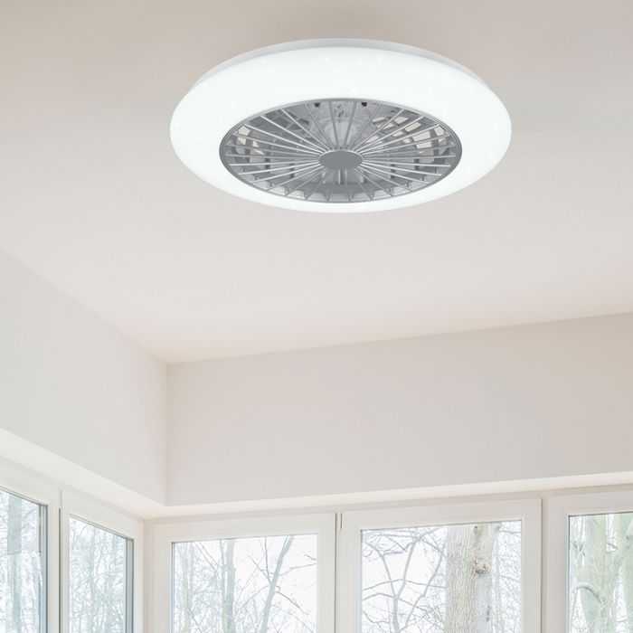 Szary wentylator sufitowy nowoczesny, Damyan, 30W, RGBW LED, z pilot