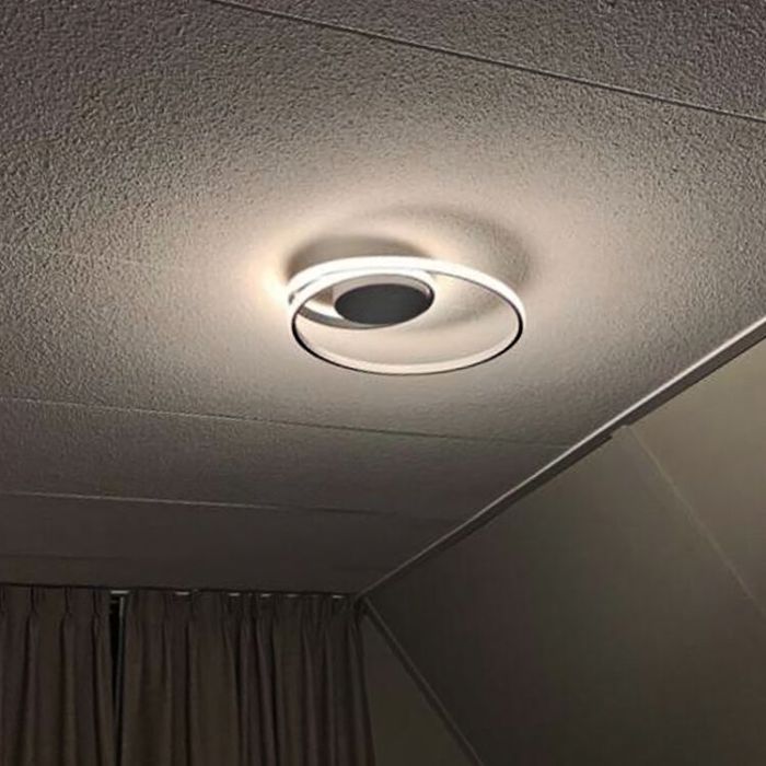 Biały plafon sufitowy nowoczesny, Sassandra, 22W, 3000K LED, ściemniana w 3 krokach
