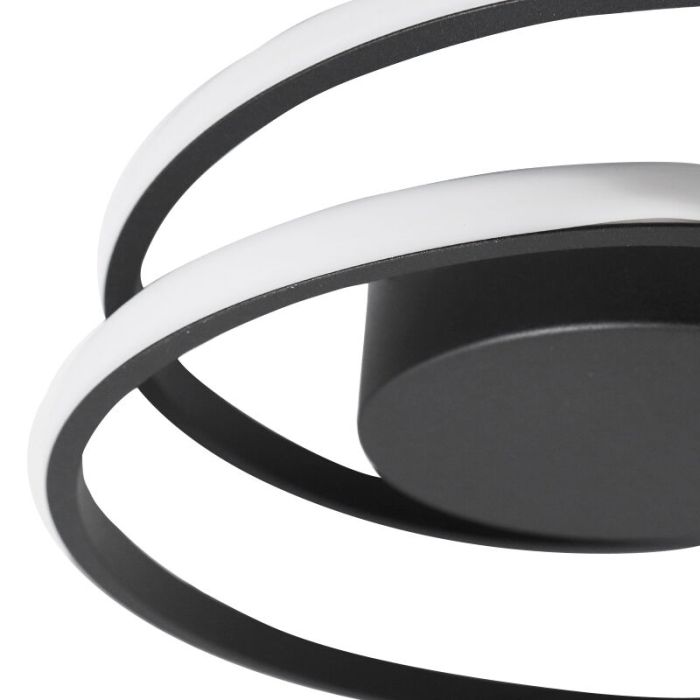 Czarny plafon sufitowy nowoczesny, Sassandra, 22W, 3000K LED, ściemniana w 3 krokach