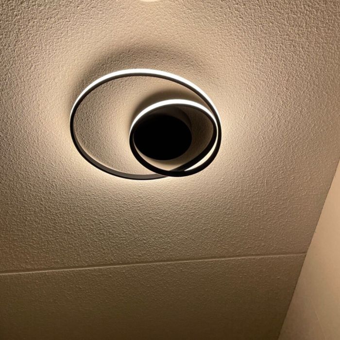 Czarny plafon sufitowy nowoczesny, Sassandra, 22W, 3000K LED, ściemniana w 3 krokach