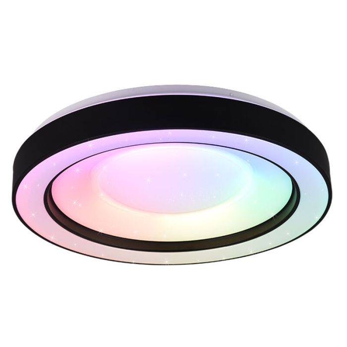 Czarny plafon sufitowy nowoczesny, Navin, 22W, RGBW LED, z pilot