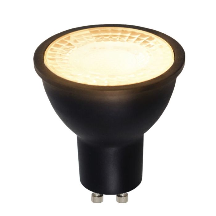 5-pak Czarny spot LED GU10 Antonie, 3 W, 2700 K (ciepła biel)