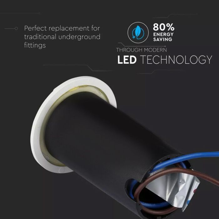 Nowoczesna lampa najazdowa biała, Marcus, 1W, 3000K LED, IP67