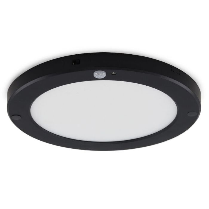Plastikowa lampa sufitowa z czujnikiem czarna, Luan, 20W, 3000K LED
