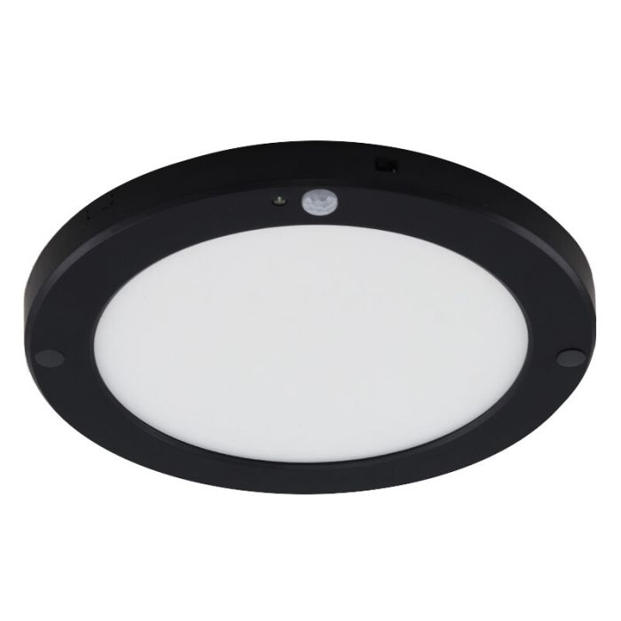 Plastikowa lampa sufitowa z czujnikiem czarna, Luan, 20W, 3000K LED