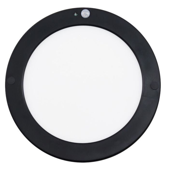 Plastikowa lampa sufitowa z czujnikiem czarna, Luan, 20W, 3000K LED