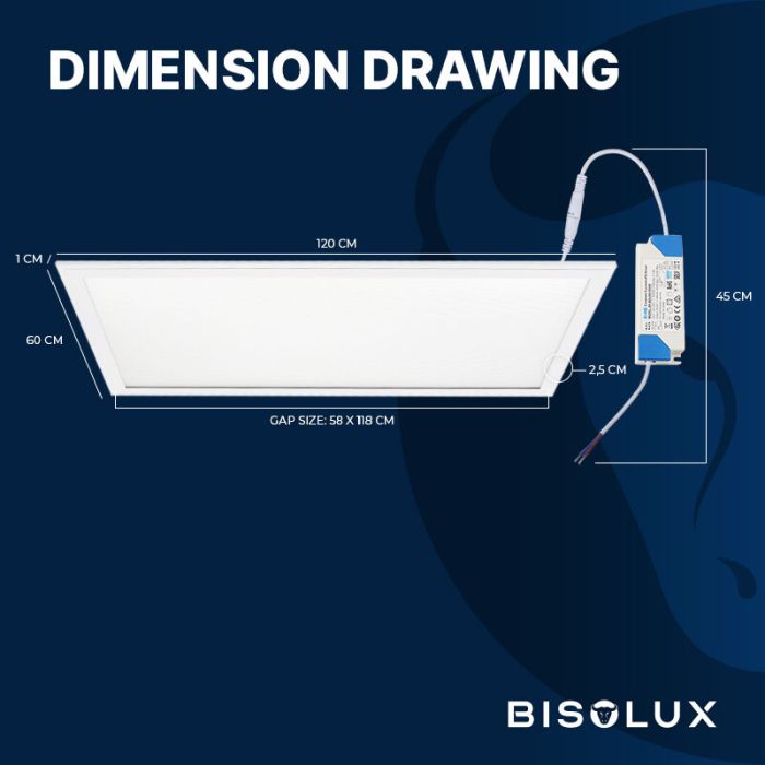 Bisolux Master panel LED 60x120 cm, 60W, 3000K