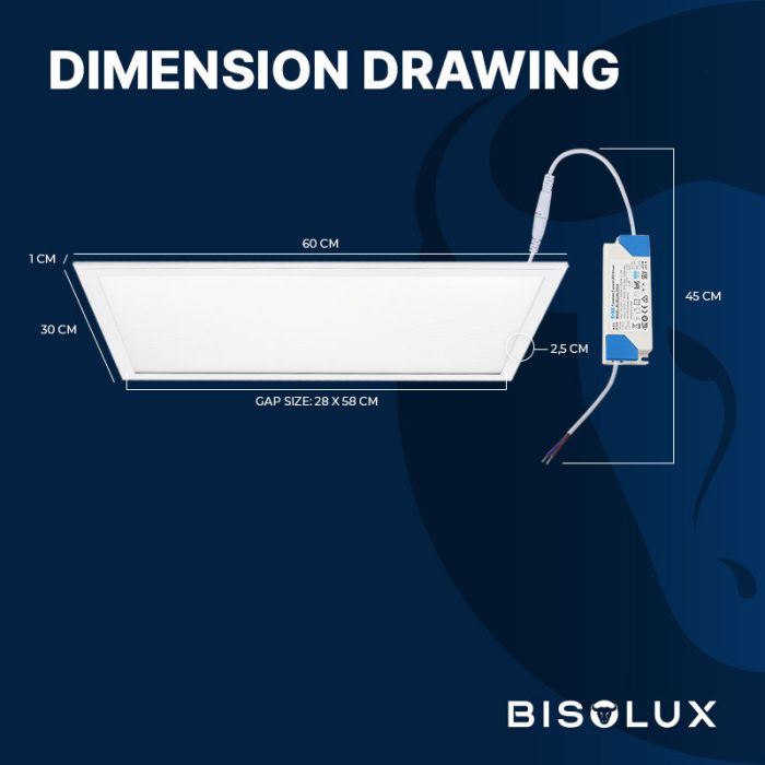 Bisolux Master panel LED 30x60 cm, 24W, 4000K