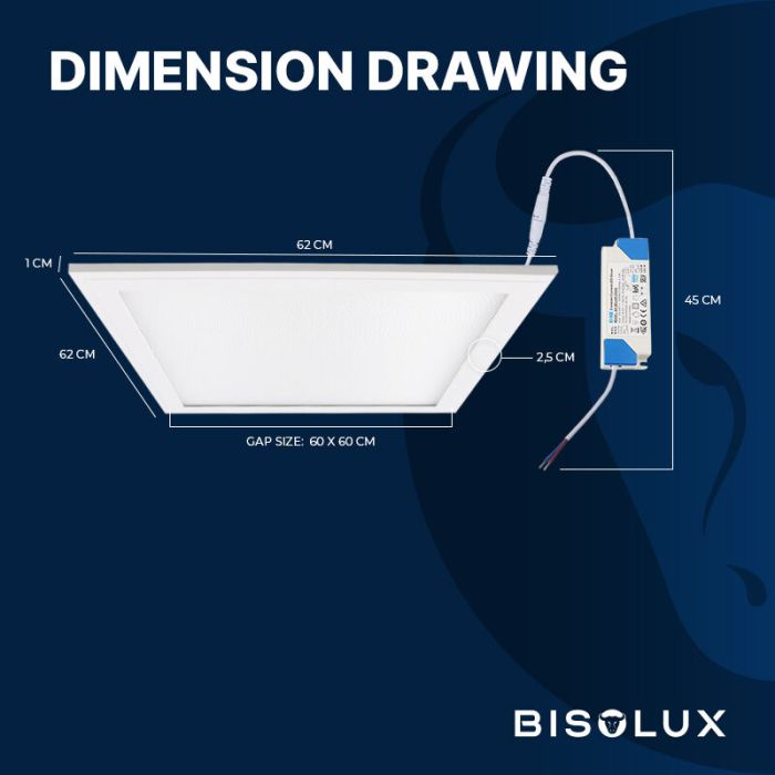 Bisolux Master panel LED 62x62 cm, 38W, 6000K